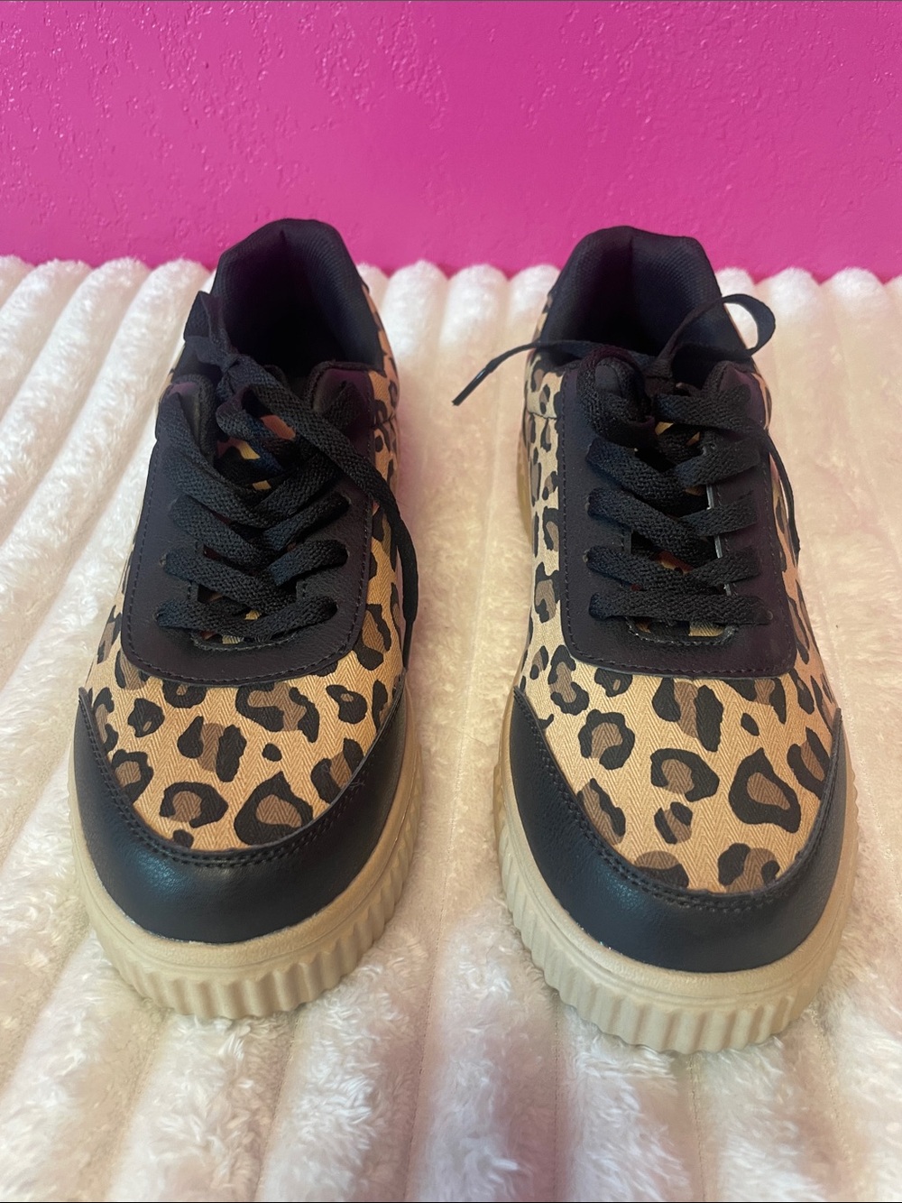 Leopard Print Platform Sneakers Size 9
